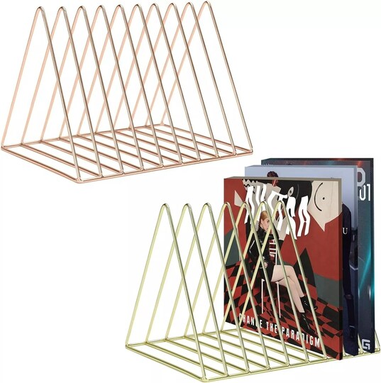 SP; 2 Pc Magazine Holders,Vinyl Record Holder,9 Slots File Folder for Desk,Bookshelf; Category:File Folders; Image:1